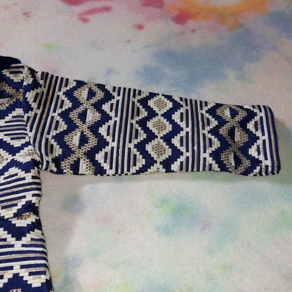 Blueberi Boulevard Brocade Jacket Blue Gold Metallic Girls 2T - Picture 10 of 15